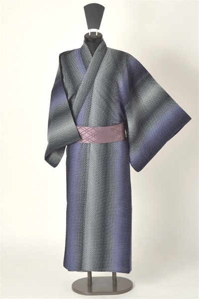 浴衣［161〜171ｃｍ］（紺紫の菱型模様）