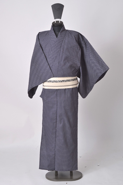 浴衣［165-175cm］（藍色の絣模様）