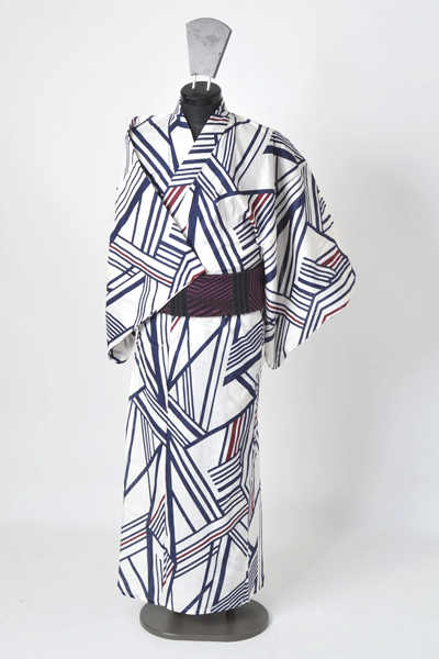 浴衣［172cm〜180cm］（白地の幾何学模様）