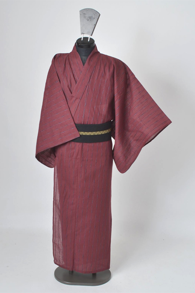浴衣［170cm〜178cm］（臙脂の縞模様）