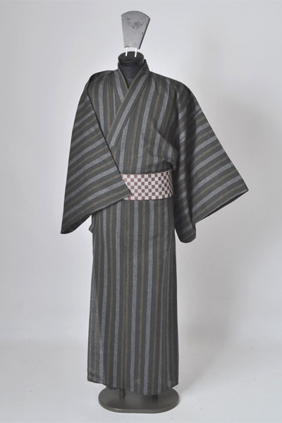 浴衣［167cm〜177cm］(緑青色地の縞模様)