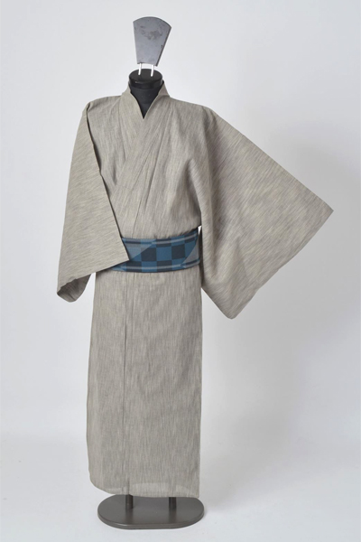 浴衣［175cm〜184cm］(深川鼠地の細縞模様）