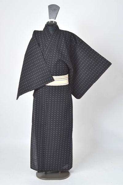 浴衣［170cm〜180cm］(黒地の十字絣模様)