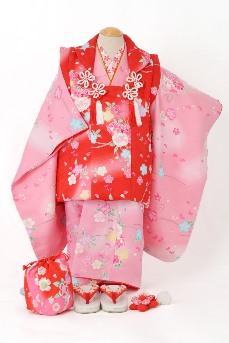 三歳女児祝着【ピンク地に桜】