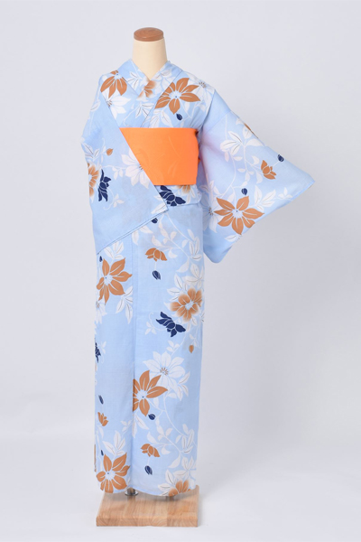 浴衣（水色×カラシ色）2L～3Lサイズ