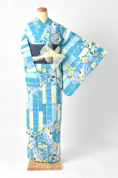 浴衣（青×花）5Lサイズ