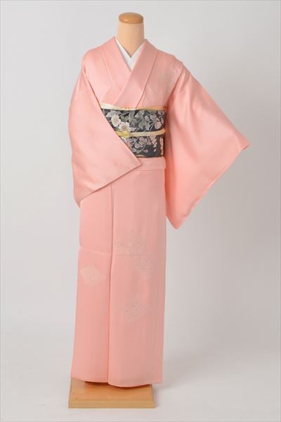 色無地 単衣 サーモンピンク 着物レンタルあき 来店着付け無料 全国配送無料